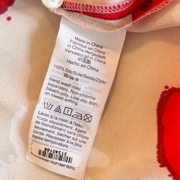 J. CREW Silk Ivory & Red Poppy Floral Blouse Career Casual Top - Picture 10 of 12